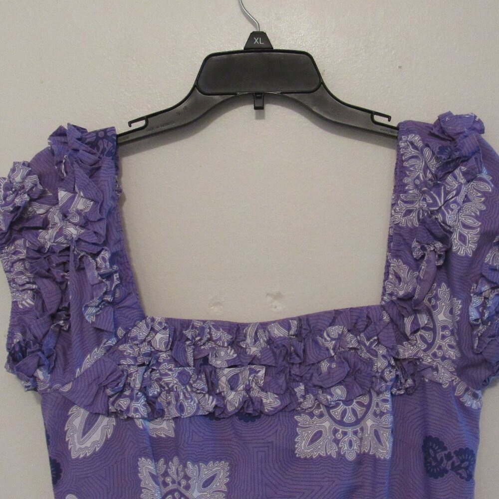 Island Style Design Hawaii Mermaid Dress Women Medium Purple Floral Off Shoulder